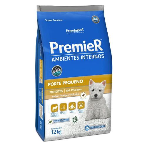 Ração Premier Pet Ambientes Internos Cães Filhotes Frango e Salmão - 12 Kg