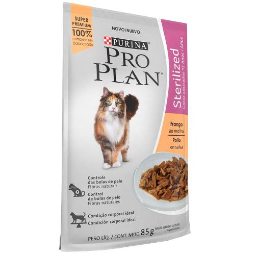 Ração Nestlé Purina Pro Plan Cat Wet Sachê Frango ao Molho Sterilized para Gatos 1+ Adultos - 85 g