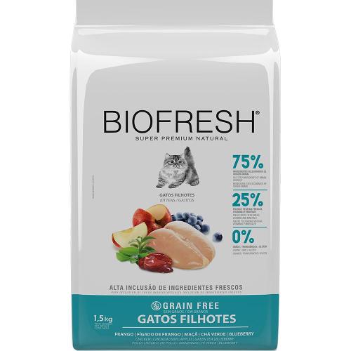 Ração Seca Biofresh Frango, Fígado de Frango, Maçã, Chá Verde e Blueberry para Gatos Filhotes