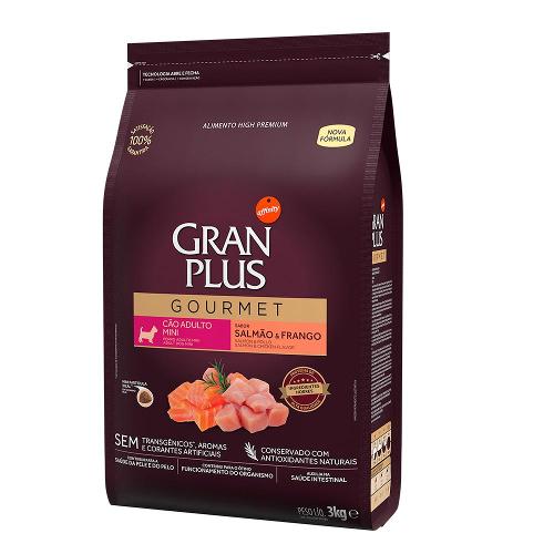 Ração Seca GranPlus Gourmet Salmão & Frango para Cães Adultos Raças Mini - 3 Kg