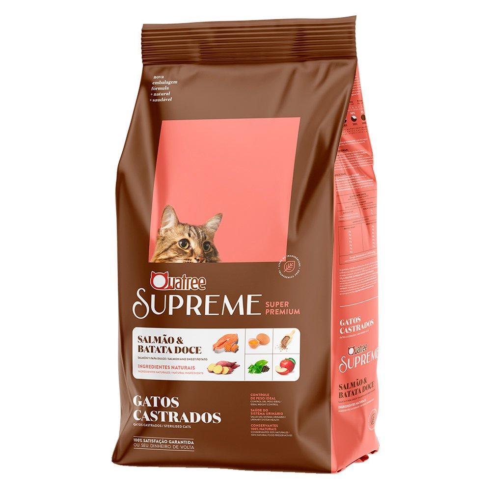 Ração Seca Quatree Supreme Salmão e Batata Doce para Gatos Castrados - 10,1 Kg - 1