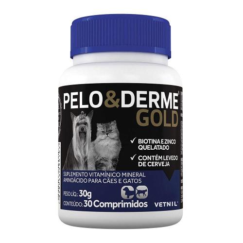 Suplemento Vitamínico Vetnil Pelo & Derme Gold 30 g para Cães e Gatos - 30 Comprimidos