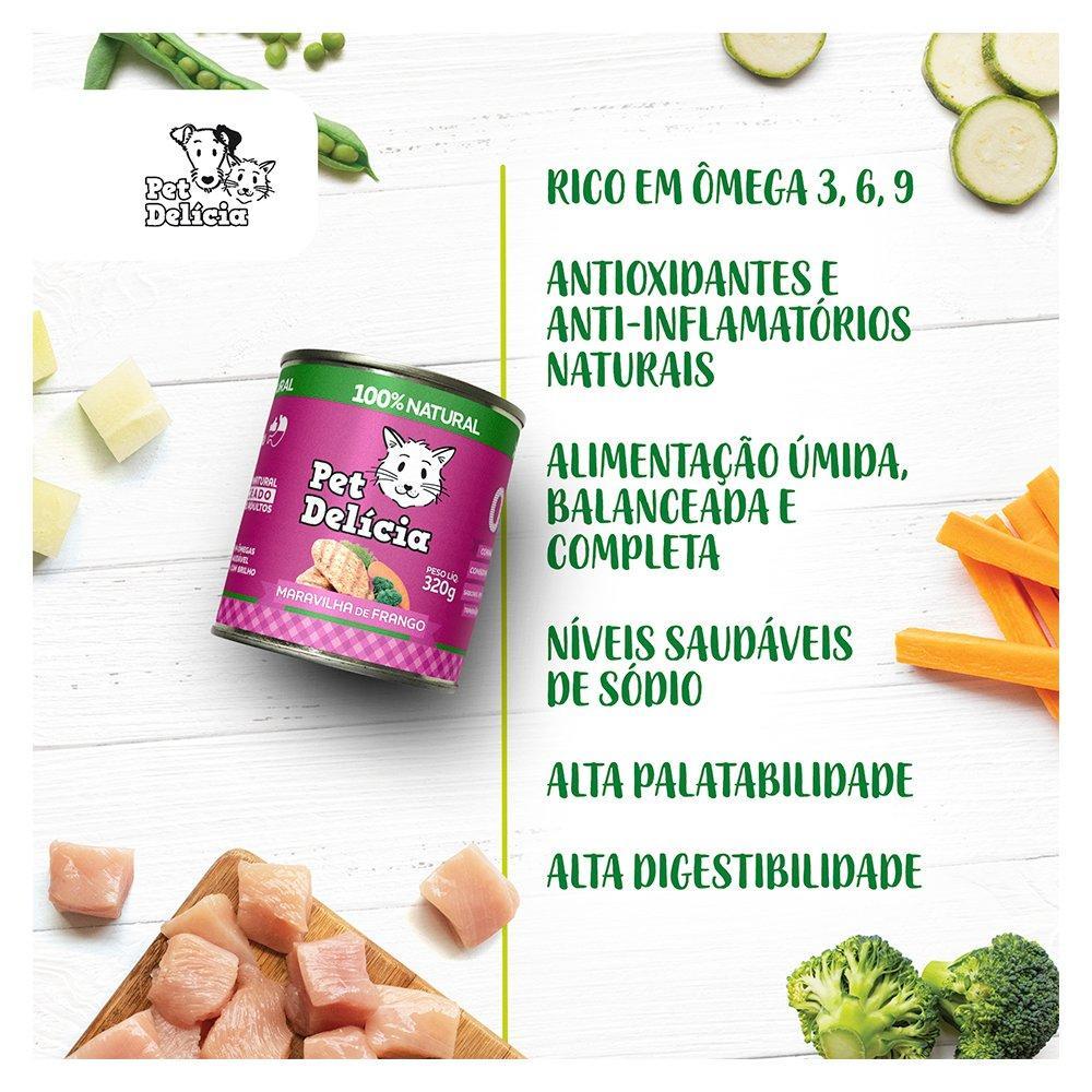 Ração Úmida Pet Delícia Natural Maravilha de Frango - 320 g - 6