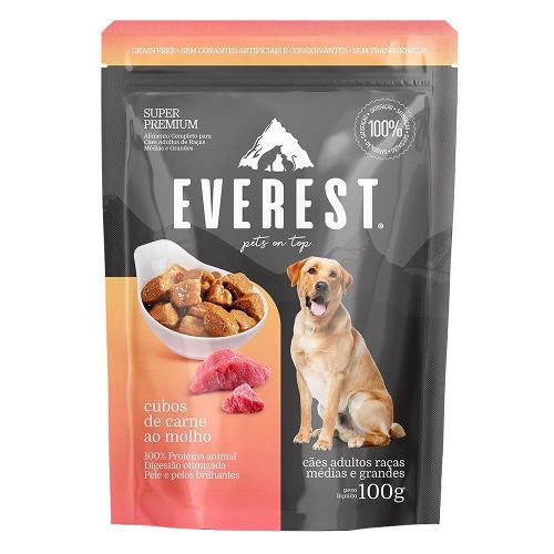 Ração Úmida Everest Cubos de Carne ao Molho para Cães Raças Médias e Grandes - 100 g
