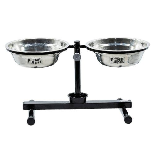 Comedouro NF Pet Duplo Antiformiga Alumínio - 2,4 Litros