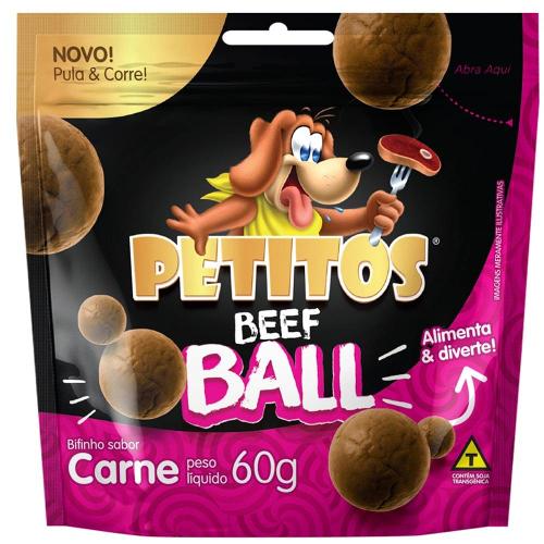 Bifinho Petitos para Cães Adultos Sabor Carne Beef Ball - 60g