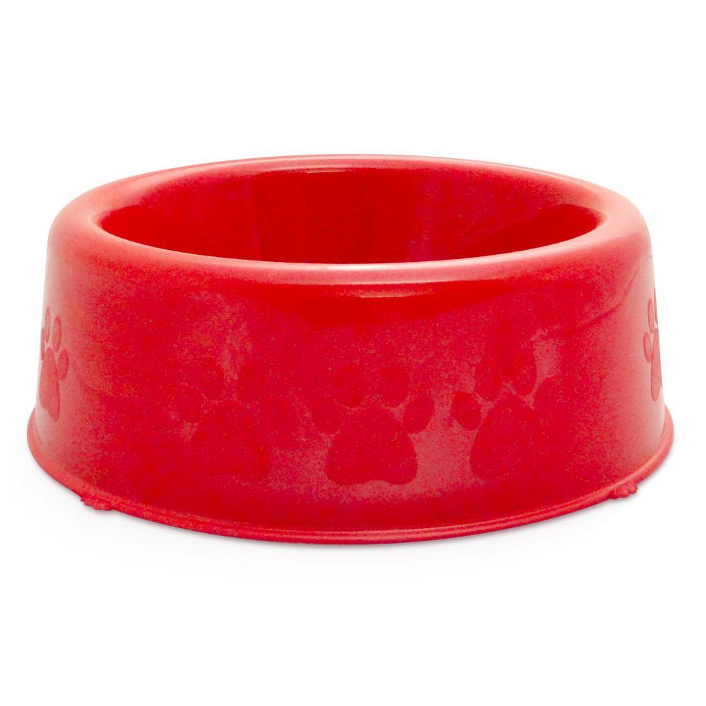 Comedouro Plástico Patinhas Vermelho Raças Pequenas - 600 mL - 1