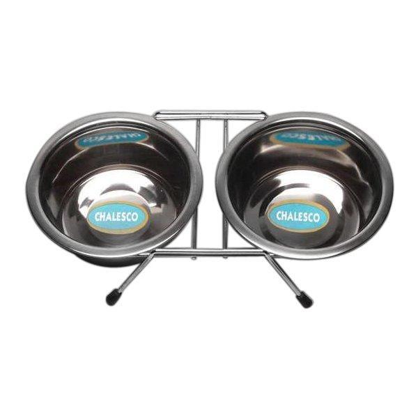 Comedouro e Bebedouro Duplo em Inox com Suporte - Tam. 02 - 3