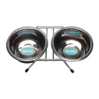 Comedouro e Bebedouro Duplo em Inox com Suporte - Tam. 02 - 3