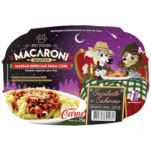 Massas Ipet para Cães Adultos Sabor Carne Macaroni Rigatoni - 25g
