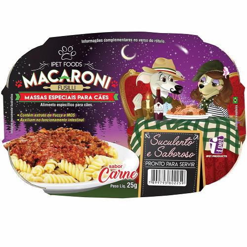 Massas Ipet para Cães Adultos Sabor Carne Macaroni Fusilli - 25g