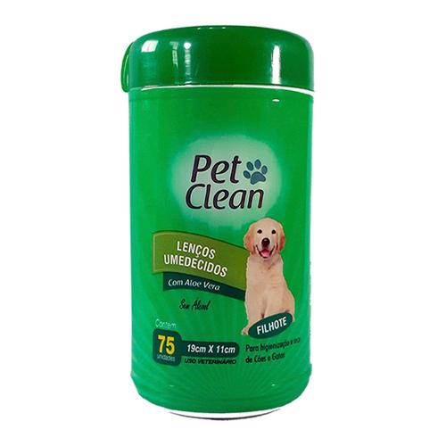 Lenço Umedecido Pet Clean para Cães e Gatos Filhotes - 75 Unidades