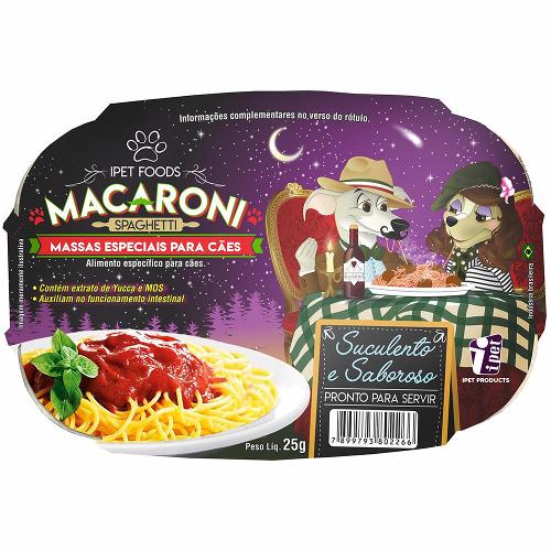 Massas Ipet para Cães Adultos Sabor Carne Macaroni Spaghetti - 25g