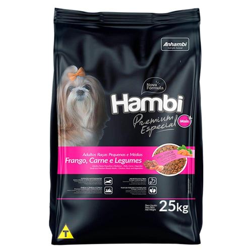Ração Seca Hambi Premium Especial Frango, Carne e Legumes para Cães Raças Pequenas e Médias - 25 Kg