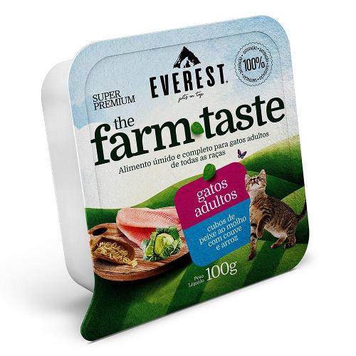 Ração Úmida Everest The Farm Taste Cubos de Peixe ao Molho com Couve e Arroz para Gatos - 100 g