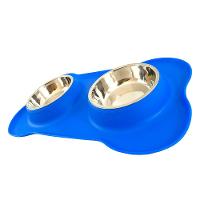 Tigela Dupla de Inox com Base de Silicone Azul - Tam. G - 2