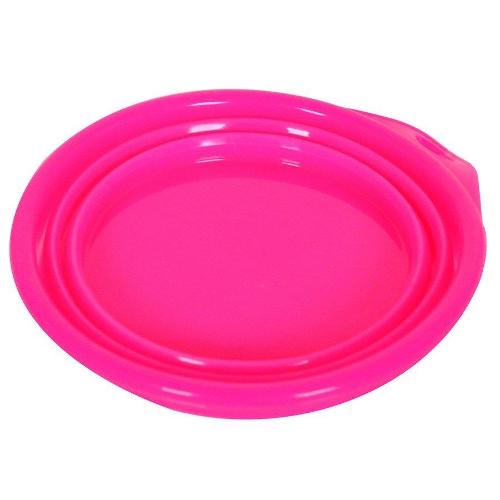 Comedouro Portátil American Pets Tigela de Silicone Rosa Retrátil - 420 mL