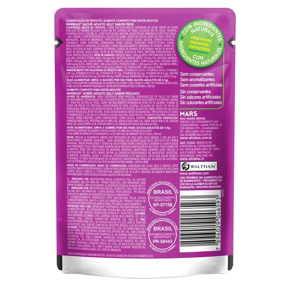 Kit Ração Úmida Whiskas Sachê Peixe Jelly para Gatos Adultos - 40 Unidades - 4