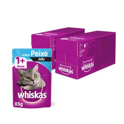 Kit Ração Úmida Whiskas Sachê Peixe Jelly para Gatos Adultos - 40 Unidades