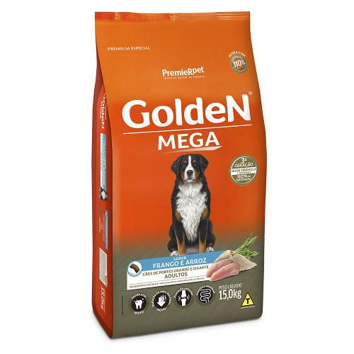Ração Seca PremieR Pet Golden Mega Cães Adultos Raças Grandes Frango e Arroz - 15 Kg