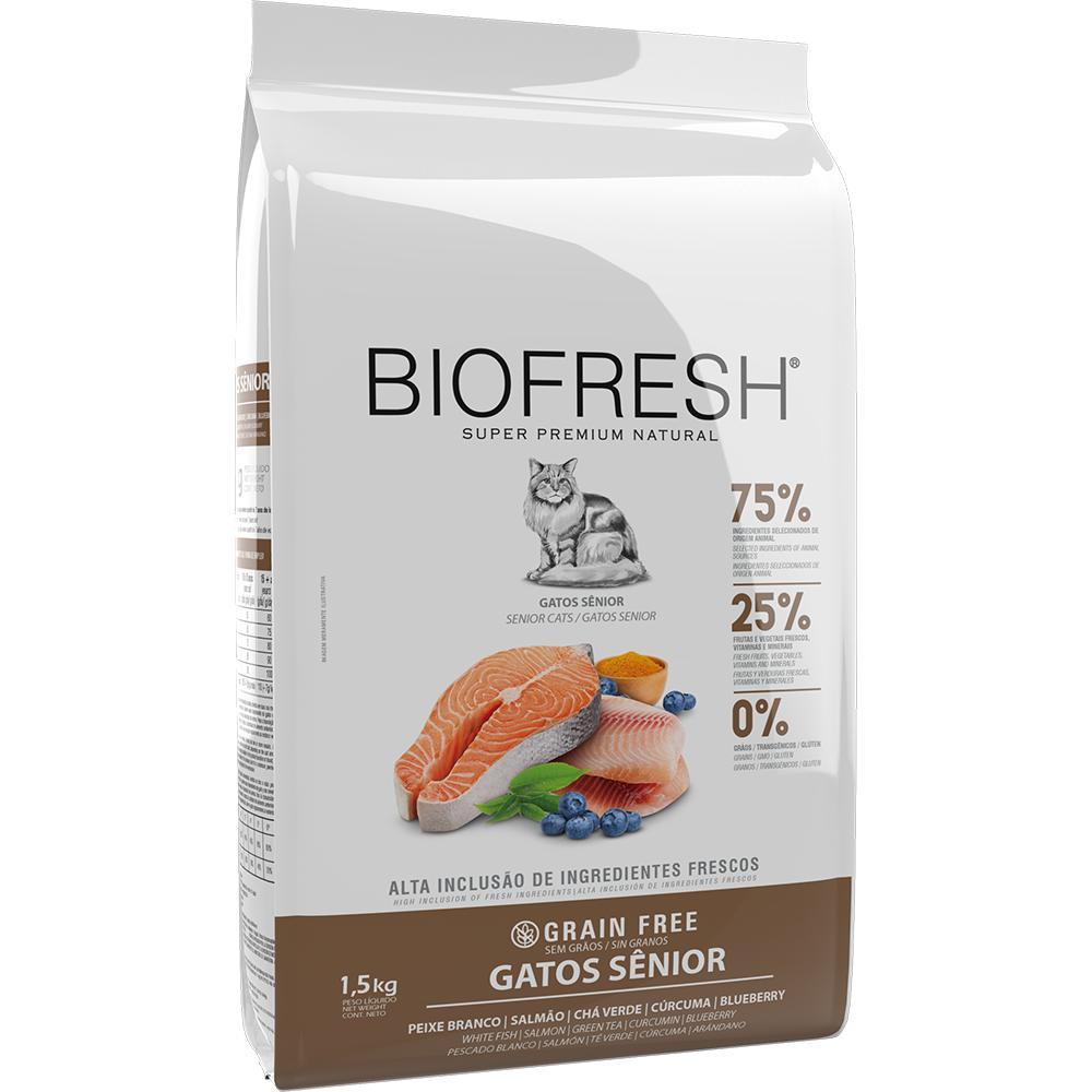 Ração Seca Biofresh Peixe Branco, Salmão, Chá Verde, Cúrcuma e Blueberry para Gatos Sênior - 1,5 Kg - 2