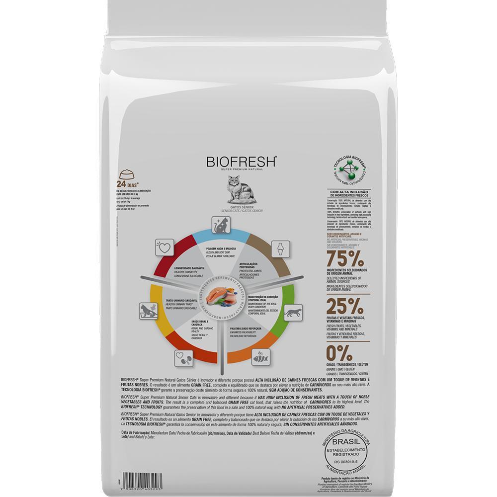 Ração Seca Biofresh Peixe Branco, Salmão, Chá Verde, Cúrcuma e Blueberry para Gatos Sênior - 1,5 Kg - 3