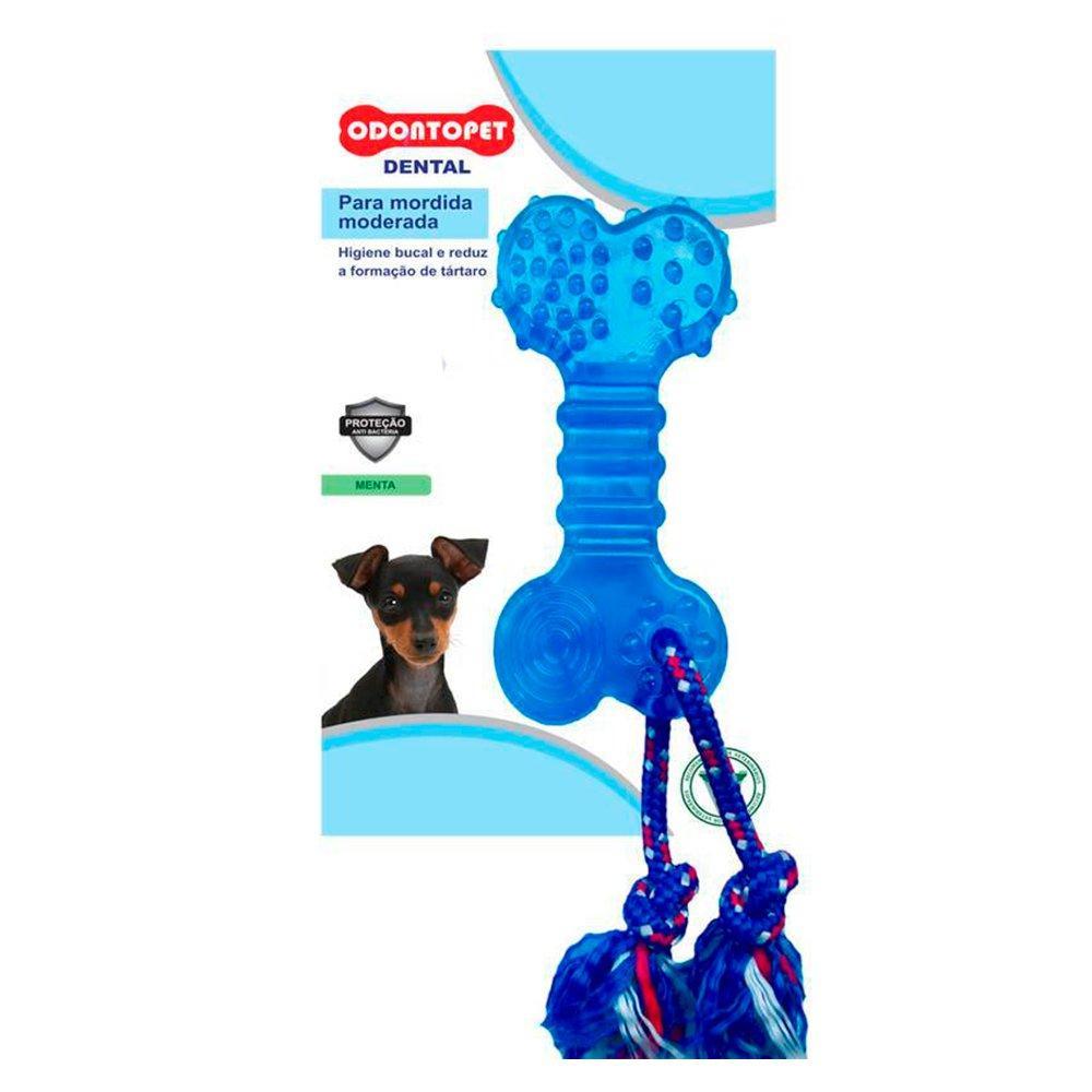 Brinquedo Odontopet Osso Dental Flat com Corda Azul para Cães - Tam. P - 2