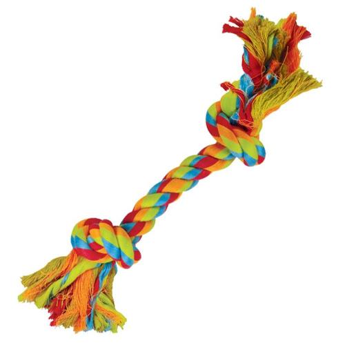 Brinquedo Mordedor Corda Dental Bone Vermelho e Amarelo para Cães - Tam. M