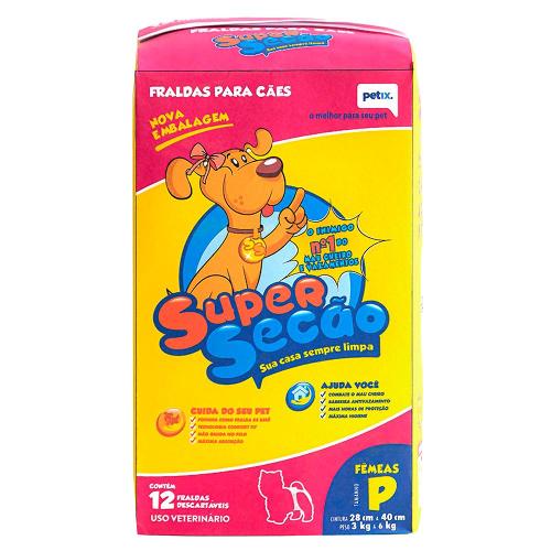 Fraldas Descartáveis Super Secão para Cães Fêmeas - Tam. P