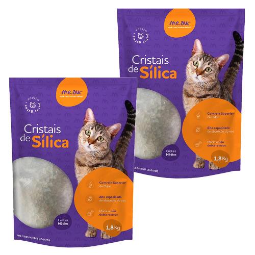 Areia Sílica Meau Cristais Médios para Gatos - 3,6kg (2 unidades de 1,8kg)