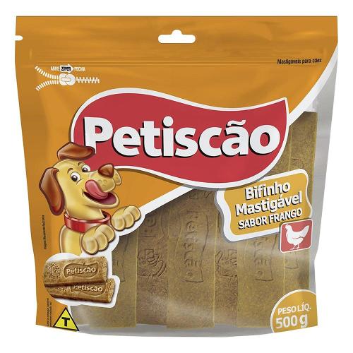 Bifinho Mastigável Petiscão para Cães Adultos Sabor Frango - 500g