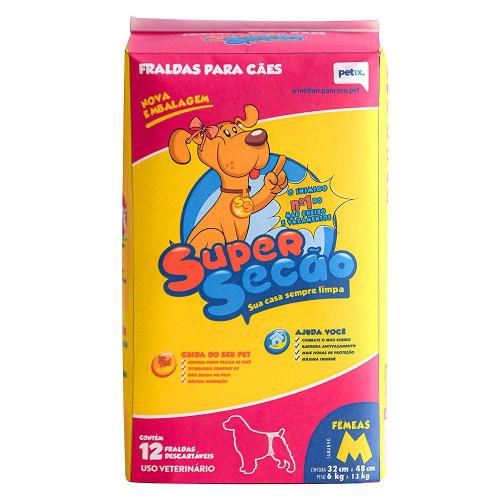 Fraldas Descartáveis Super Secão para Cães Fêmeas - Tam. M