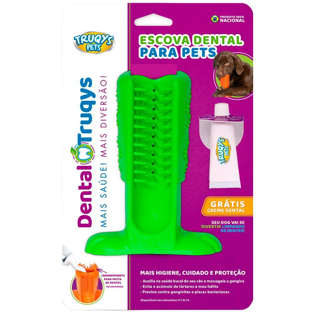 Escova Dental Truqys Pets Verde para Cães - Tam. P - 1