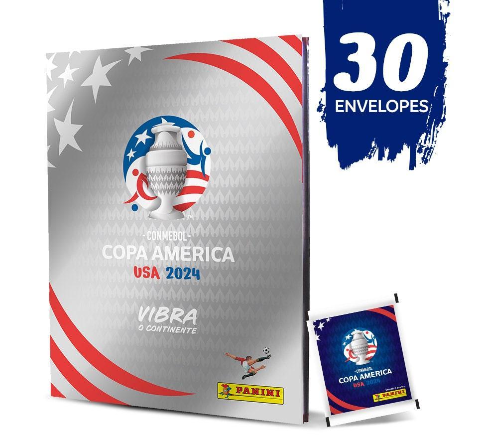 CONMEBOL COPA AMÉRICA USA 2024 - Kit Box Premium Álbum Capa Dura Prata + 30 Envelopes - 2