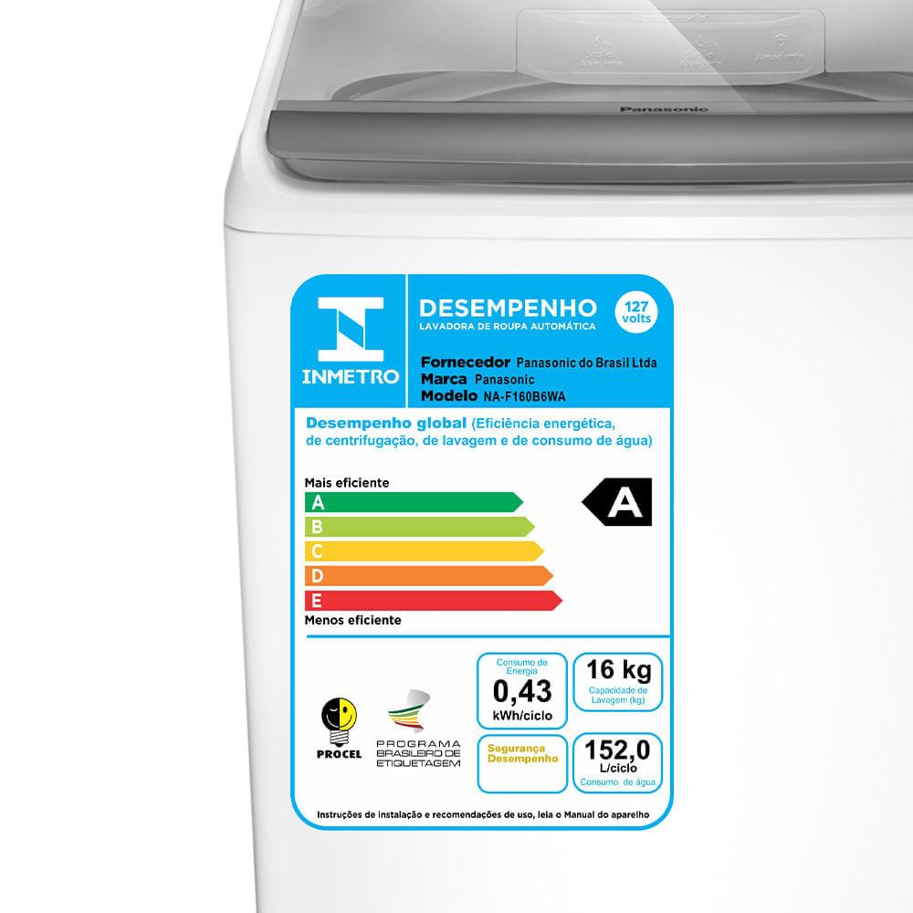 Máquina de Lavar Panasonic Função Antibactéria AG 16kg Branco - NA-F160B6W - 9