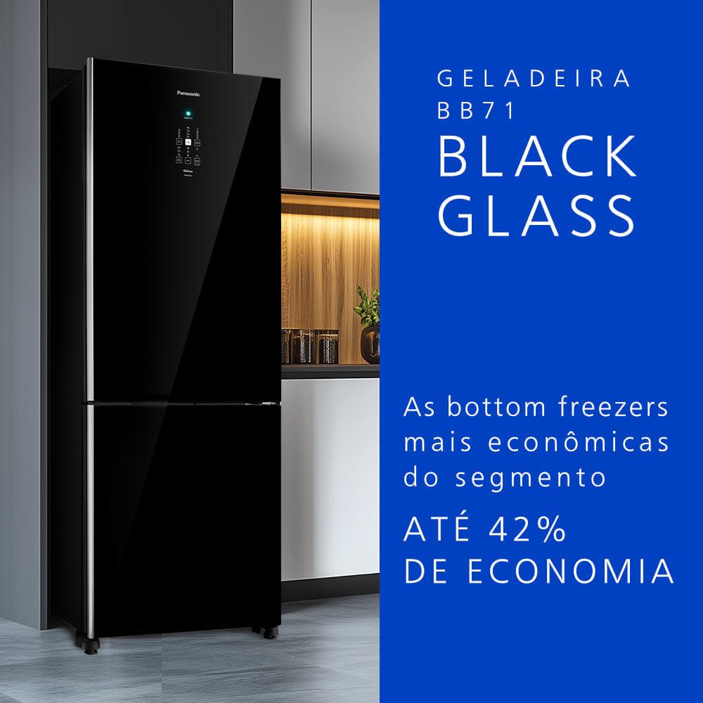 Geladeira Panasonic  Frost Free 480L A+++ Black Glass - NR-BB71GVFB - 2