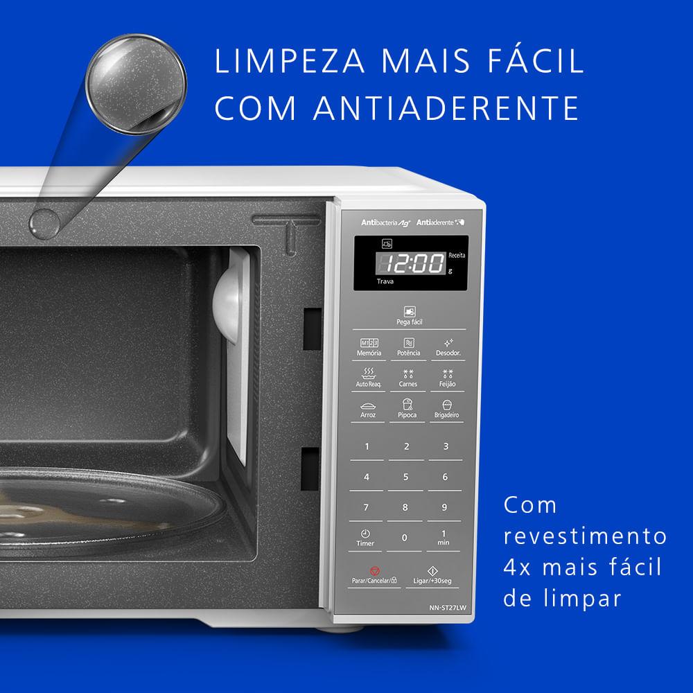 Microondas Panasonic Tecnologia Pega Fácil 21L Branco Espelhado - NN-ST27LWRU - 5