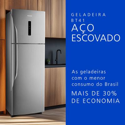 Geladeira Panasonic A+++ Frost Free 387L Aço Escovado - NR-BT41PD1X