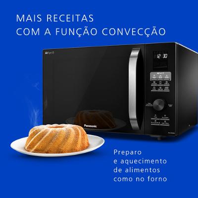 Micro-ondas Intuitive+ Panasonic CD89 4 em 1 Airfryer 30L Black Glass - NN-CD89NBRU