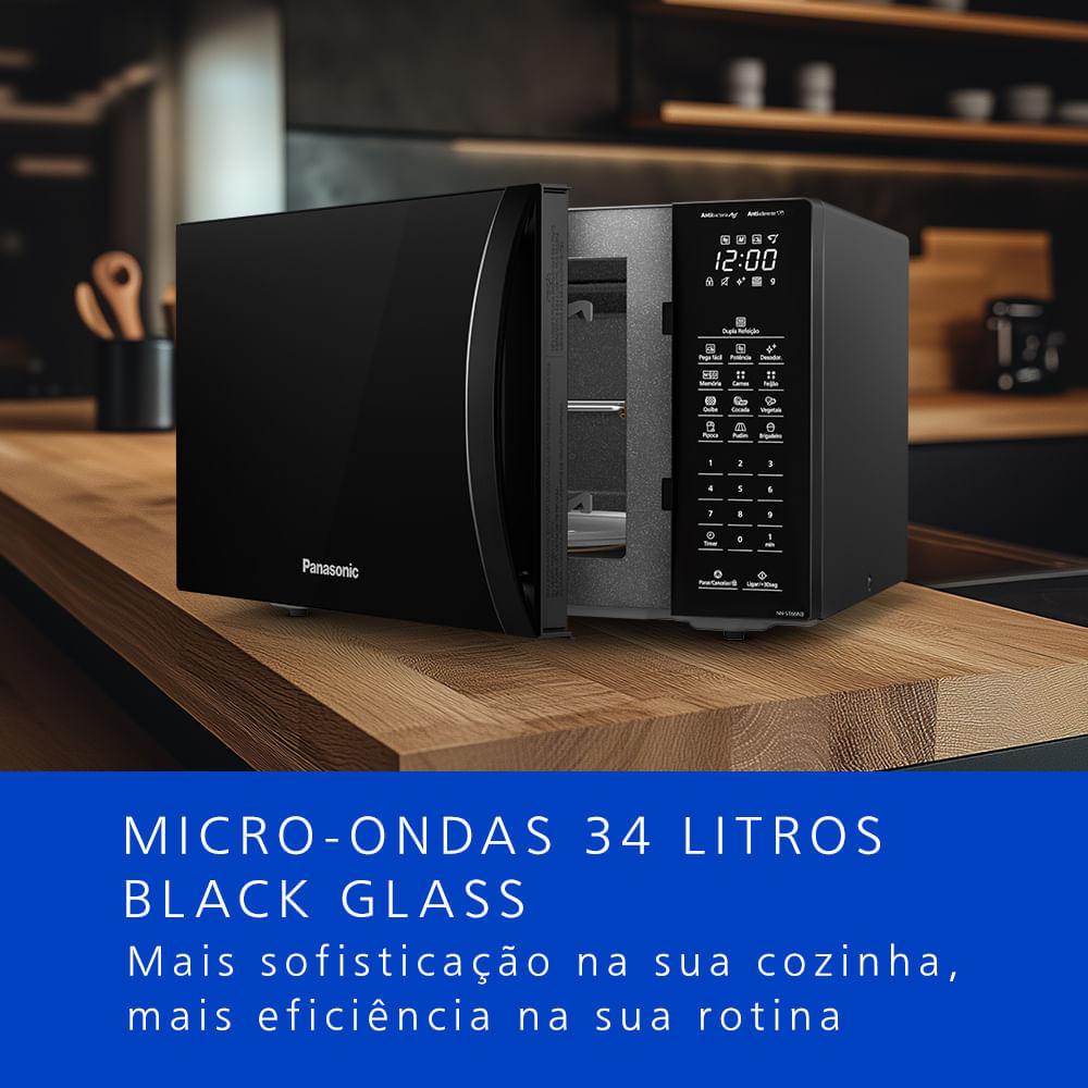 Microondas Panasonic  Dupla Refeição 34L Black Glass - NN-ST66NBRU - 2