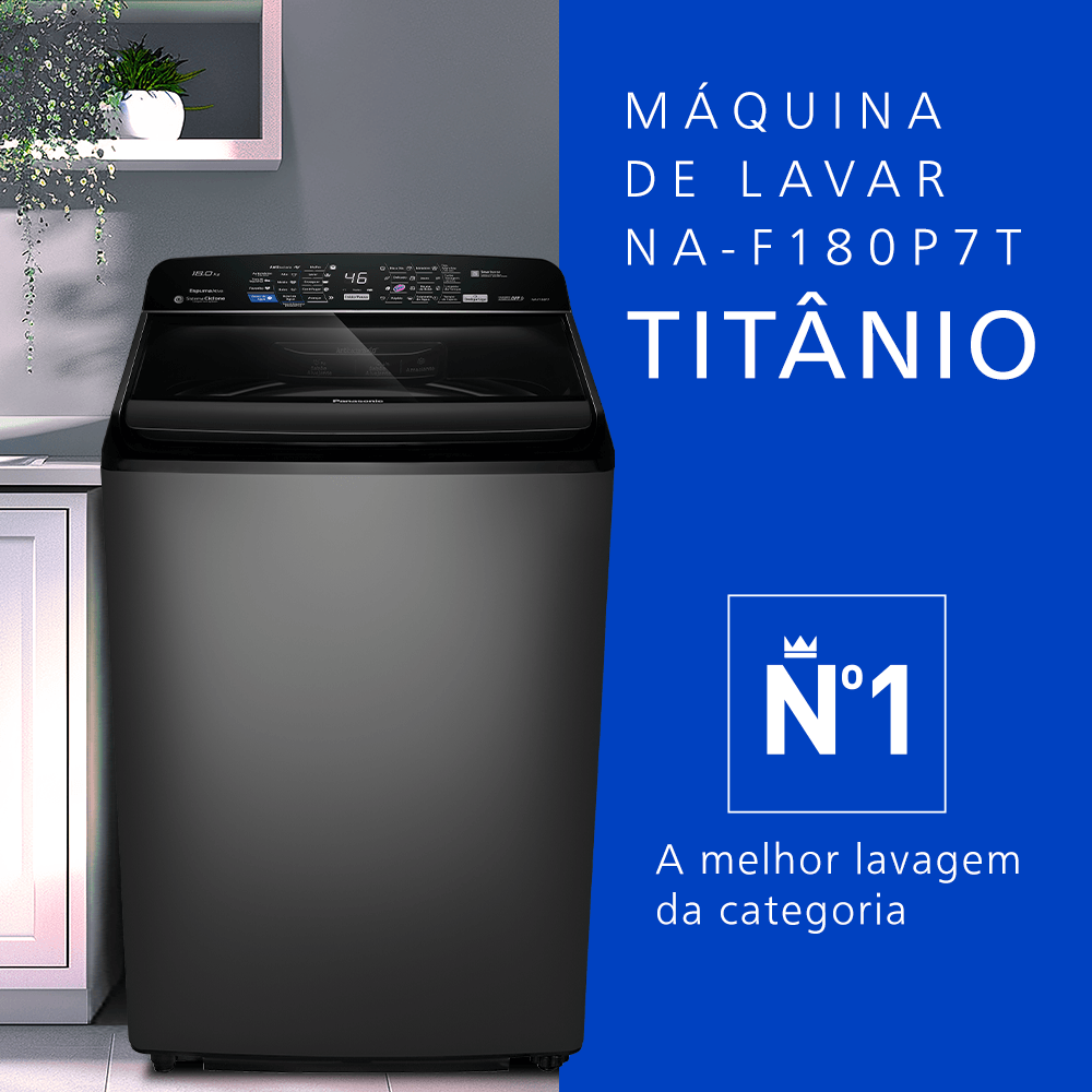 Máquina De Lavar Panasonic Antibacteria AG 18kg Titânio - NA-F180P7T - 2