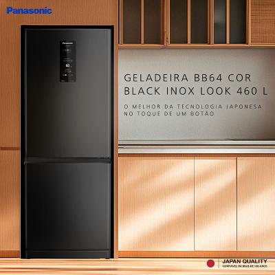 Geladeira Panasonic BB64 Cor Black Inox Look Inverse Frost Free 460L Inverter A+++ - NR-BB64PV1B