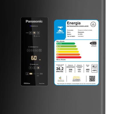 Geladeira Panasonic BB64 Cor Black Inox Look Inverse Frost Free 460L Inverter A+++ - NR-BB64PV1B