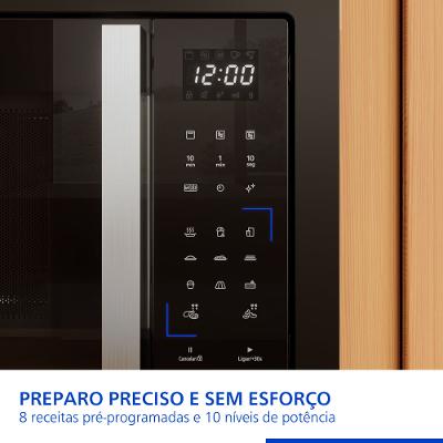 Micro-ondas de embutir Intuitive+ Panasonic Painel Easy Touch 30L Black Glass - NN-GB68QBRUK