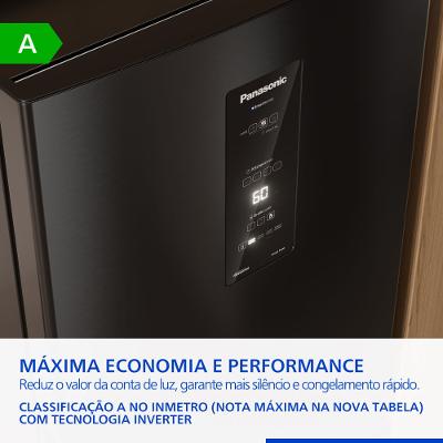 Geladeira Intuitive+ Panasonic BB64 Frost Free Inverter 475L Cor Black Inox Look - NR-BB64PV2B