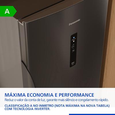 Geladeira Intuitive+ Panasonic BB41 Frost Free Inverter 407L   Titânio - NR-BB41PV2T
