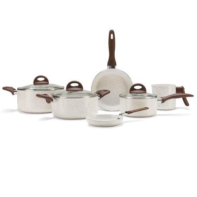 Conjunto de Panelas Brinox 6 Peças Ceramic Life Smart Plus com Revestimento Antiaderente Cerâmico e Tampa de Vidro com Saída de Vapor 2.5 mm - Vanilla