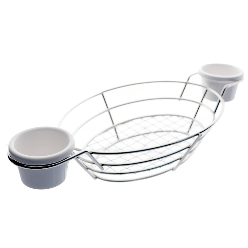 Cesta Oval Dynasty Fry em Aço Inox com 2 Molheiras - Prata - 4