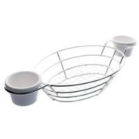 Cesta Oval Dynasty Fry em Aço Inox com 2 Molheiras - Prata - 7