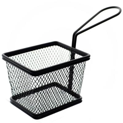 Mini Cesta Retangular para Alimentos Dynasty Fry em Aço Inox - Preta